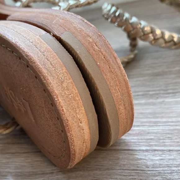 L*Space Hermosa braided sandals gold leather 39/9 - Picture 10 of 15